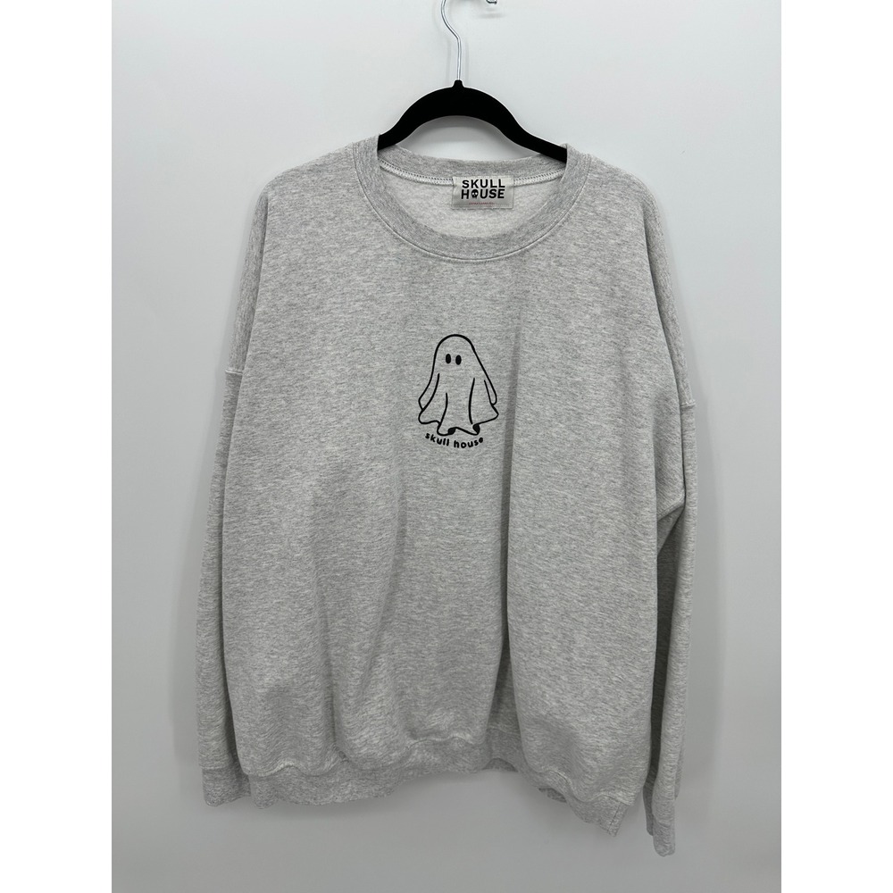 Skull House Ghost Graphic Sweatshirt Gray Will You Still Love Me XL 2XL